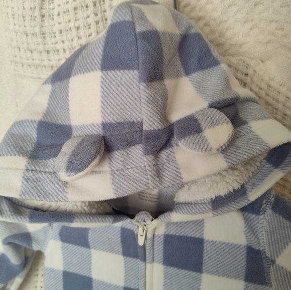 Carter's Little Explorer Hooded Cold Weather Suit Footless Pockets Plaid 24 Mo - Picture 5 of 9